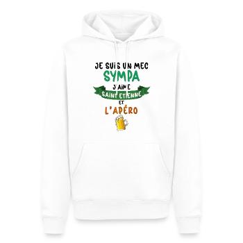 Saint Etienne Mec Sympa Bière Foot Homme Supporter - Sweat à capuche Premium bio Homme - blanc - Devant - Nico (187cm)