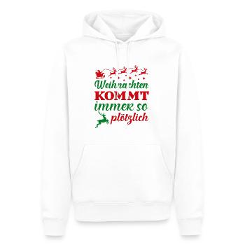 Weihnachten kommt immer so plötzlich - Männer Premium Bio Hoodie - Weiß - Vorne - Nico (187cm)