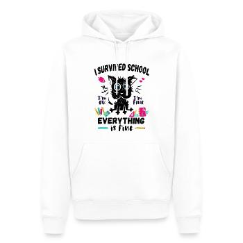 Letzter Schultag, Ich habe die Schule überlebt - Männer Premium Bio Hoodie - Weiß - Vorne - Nico (187cm)