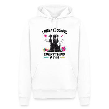 Letzter Schultag, Ich habe die Schule überlebt - Männer Premium Bio Hoodie - Weiß - Vorne - Nico (187cm)