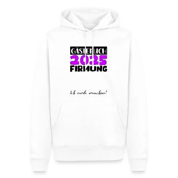 Confirmation 2025 livre d'or cadeau filles garçons - Sweat à capuche Premium bio Homme - blanc - Devant - Nico (187cm)