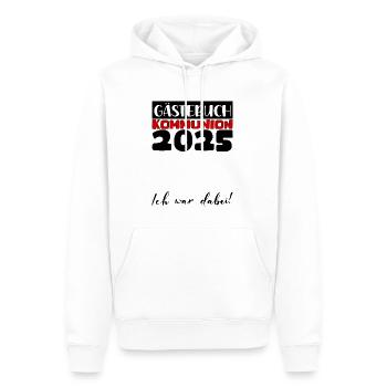 Communion 2025 Livre d’or Cadeau Fille Garçons - Sweat à capuche Premium bio Homme - blanc - Devant - Nico (187cm)