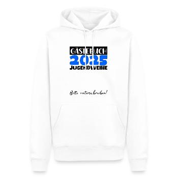 Consécration des jeunes 2025 Livre d'or Cadeau Filles Garçons - Sweat à capuche Premium bio Homme - blanc - Devant - Nico (187cm)