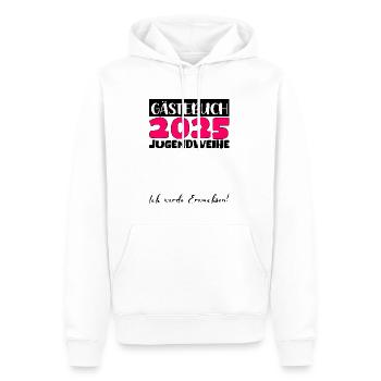 Jugendweihe 2025 Gästebuch Geschenk Mädchen Jungen - Männer Premium Bio Hoodie - Weiß - Vorne - Nico (187cm)