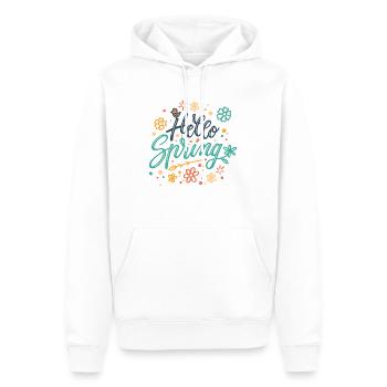 Hallo Frühling - Männer Premium Bio Hoodie - Weiß - Vorne - Nico (187cm)