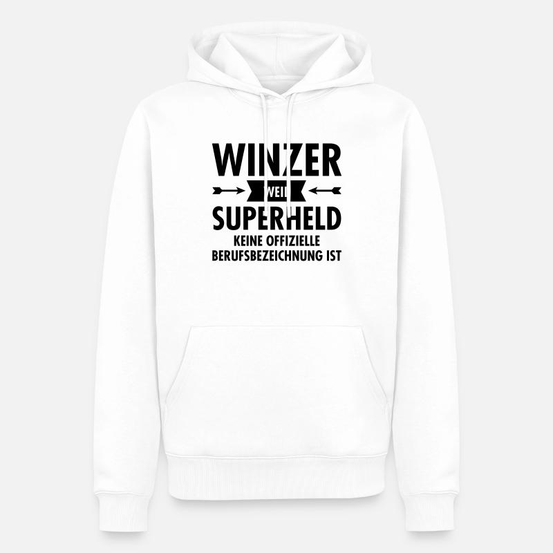 Winzer - Superheld - Männer Premium Bio Hoodie - Weiß