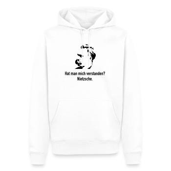 Nietzsche: Hat man mich verstanden? - Männer Premium Bio Hoodie - Weiß - Vorne - Nico (187cm)