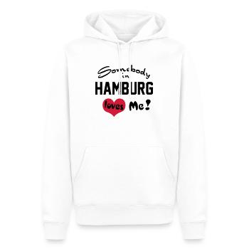 Hamburg - Men’s Premium Organic Hoodie - white - Front - Nico (187cm)