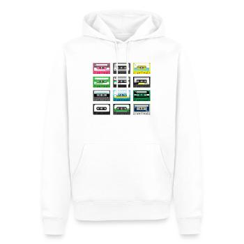 Cassettes vintages artichok - Sweat à capuche Premium bio Homme - blanc - Devant - Nico (187cm)