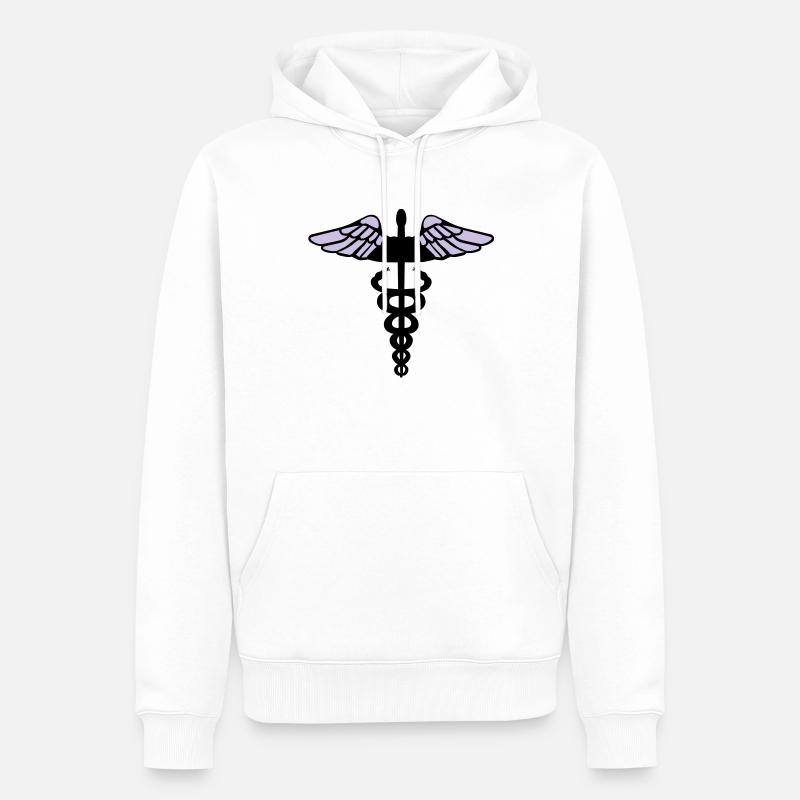 Caducée - Sweat à capuche Premium bio Homme - blanc