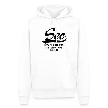 Seo -Because Superhero Isn't An Official Job Title - Männer Premium Bio Hoodie - Weiß - Vorne - Nico (187cm)