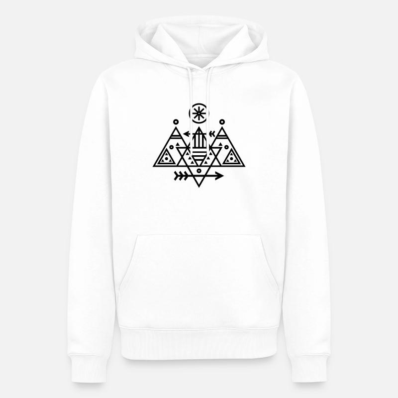 Motif triangulaire (flèches) 01 - Sweat à capuche Premium bio Homme - blanc