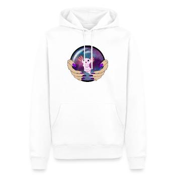 Axolotl en boule - Sweat à capuche Premium bio Homme - blanc - Devant - Nico (187cm)