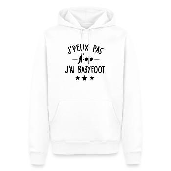 je peux pas j'ai babyfoot - Sweat à capuche Premium bio Homme - blanc - Devant - Nico (187cm)
