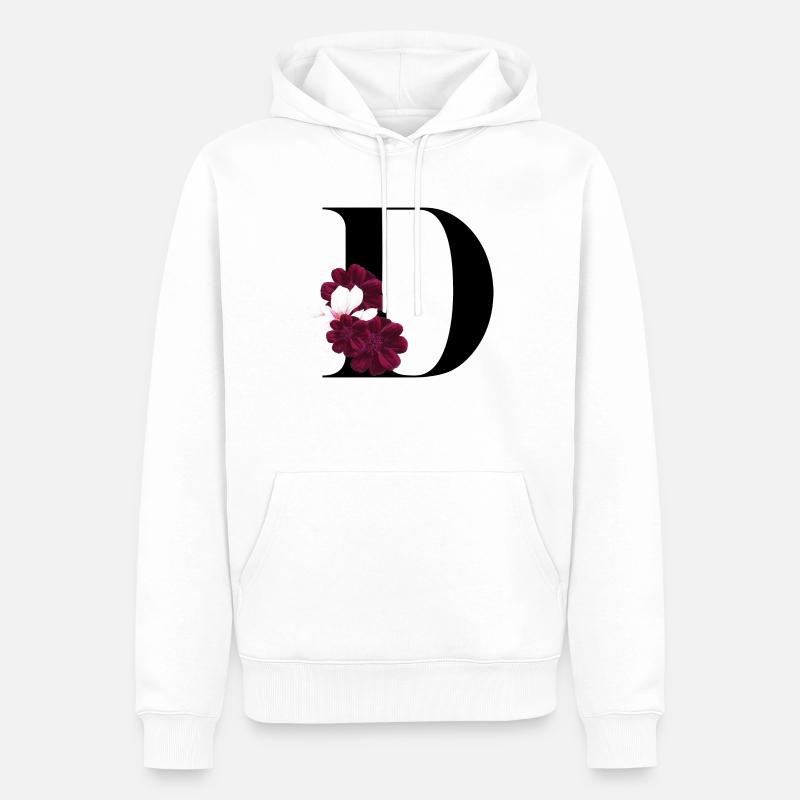 lettre D fleuris - Sweat à capuche Premium bio Homme - blanc