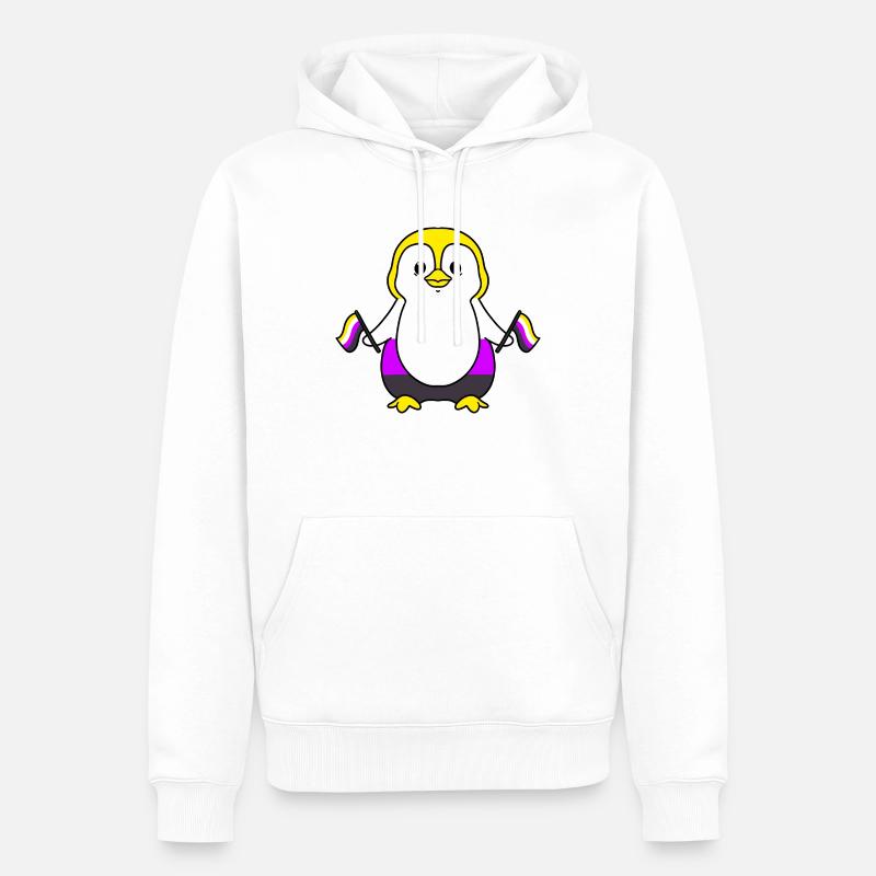 Nonbinary Penguin Nonbinary Pride - Männer Premium Bio Hoodie - Weiß