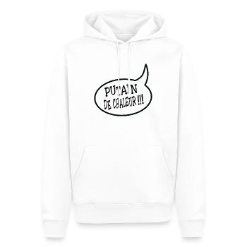 Putain de chaleur ! - Sweat à capuche Premium bio Homme - blanc - Devant - Nico (187cm)