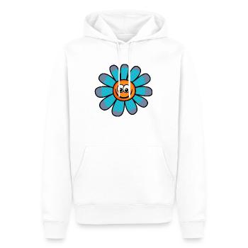 Blue Orange Happy Flower Cartoon - Men’s Premium Organic Hoodie - white - Front - Nico (187cm)