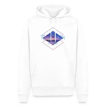 J’aime les vêtements / Reste calme - Sweat à capuche Premium bio Homme - blanc - Devant - Nico (187cm)