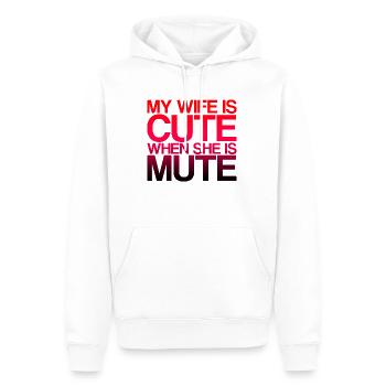 My Wife Is Cute When She Is Mute 3 - Men’s Premium Organic Hoodie - white - Front - Nico (187cm)