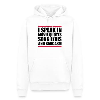 parler des paroles et du sarcasme - Sweat à capuche Premium bio Homme - blanc - Devant - Nico (187cm)
