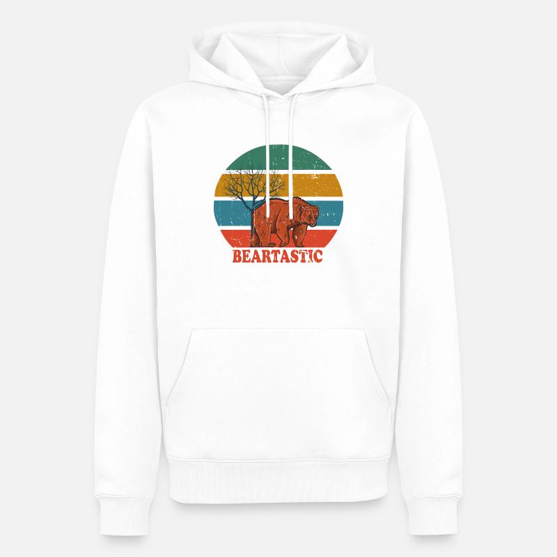 Retro Bear Beartastic - Männer Premium Bio Hoodie - Weiß