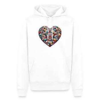 coeur floral bleu et rose inspiré d'art russe - Sweat à capuche Premium bio Homme - blanc - Devant - Nico (187cm)
