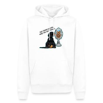 Aus einem Dackel wird nie ein Pitbull schwarz - Männer Premium Bio Hoodie - Weiß - Vorne - Nico (187cm)