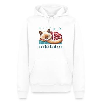 Chat endormi de Noël laid - Sweat à capuche Premium bio Homme - blanc - Devant - Nico (187cm)