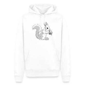 L’écureuil mange une noix - Sweat à capuche Premium bio Homme - blanc - Devant - Nico (187cm)
