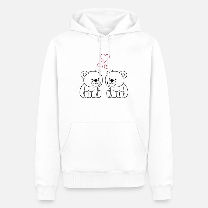 Ours en peluche Amour - Sweat à capuche Premium bio Homme - blanc