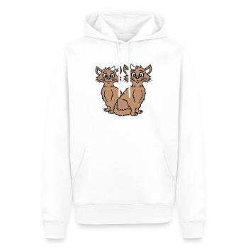 2 Katzen Mädchen Frauen Freundinnen Schleife Team - Männer Premium Bio Hoodie - Weiß - Vorne - Nico (187cm)