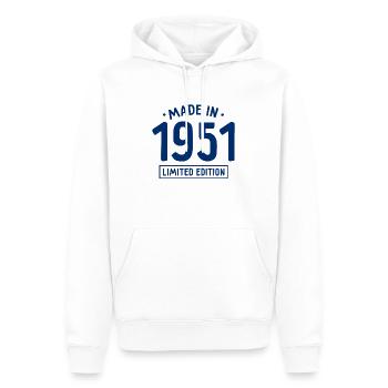 Fabriqué en 1951 - Edition limitée - Année de naissance - Sweat à capuche Premium bio Homme - blanc - Devant - Nico (187cm)