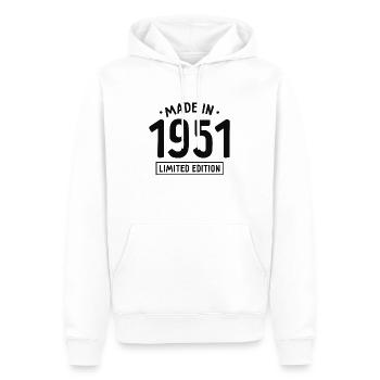Fabriqué en 1951 - Edition limitée - Année de naissance - Sweat à capuche Premium bio Homme - blanc - Devant - Nico (187cm)
