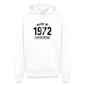 Fabriqué en 1972 - Edition limitée - Année de naissance - Sweat à capuche Premium bio Homme - blanc - Devant - Nico (187cm)