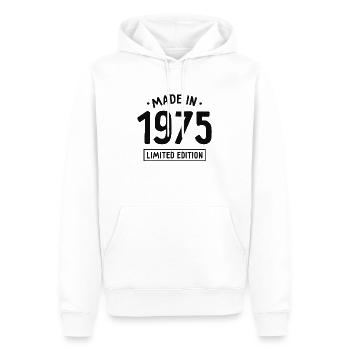 Fabriqué en 1975 - Edition limitée - Année de naissance - Sweat à capuche Premium bio Homme - blanc - Devant - Nico (187cm)