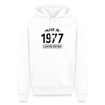 Fabriqué en 1977 - Edition limitée - Année de naissance - Sweat à capuche Premium bio Homme - blanc - Devant - Nico (187cm)