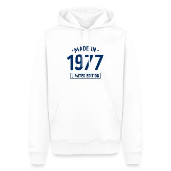 Fabriqué en 1977 - Edition limitée - Année de naissance - Sweat à capuche Premium bio Homme - blanc - Devant - Nico (187cm)