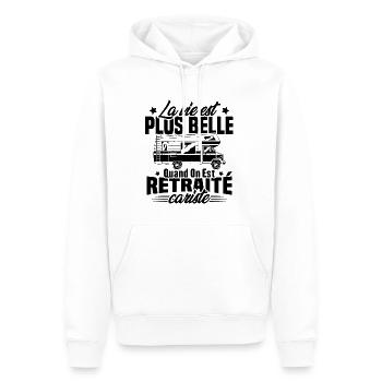 Retraité et camping-cariste - Sweat à capuche Premium bio Homme - blanc - Devant - Nico (187cm)