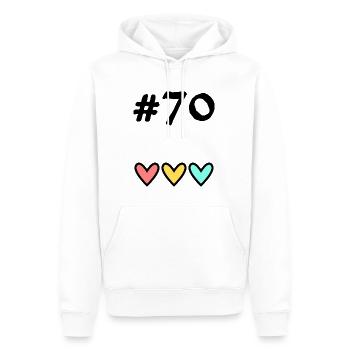 70 YEARS. 70TH ANNIVERSARY. BIRTHDAY 70 YEARS. 70 - Men’s Premium Organic Hoodie - white - Front - Nico (187cm)