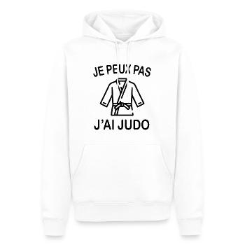 Je Peux Pas J'ai Judo - Sweat à capuche Premium bio Homme - blanc - Devant - Nico (187cm)