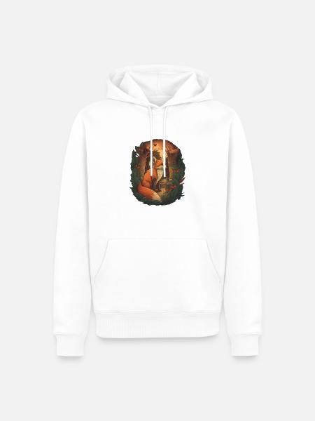 roter fuchs in einem wald - Männer Premium Bio Hoodie - Weiß