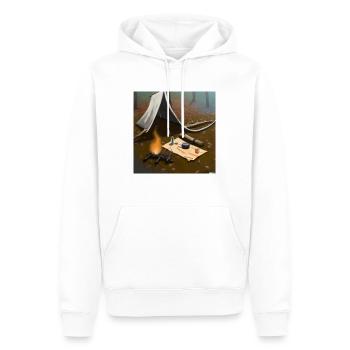 Campfire Oase - Männer Premium Bio Hoodie - Weiß - Vorne - Nico (187cm)