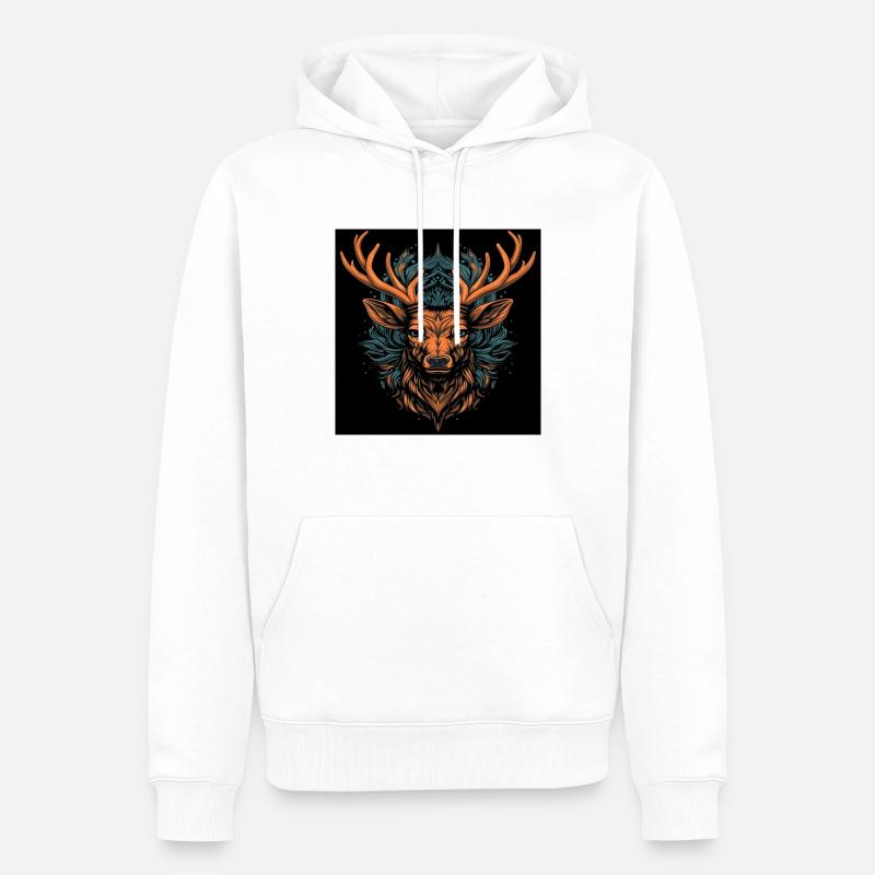 Deer head 6 - Sweat à capuche Premium bio Homme - blanc