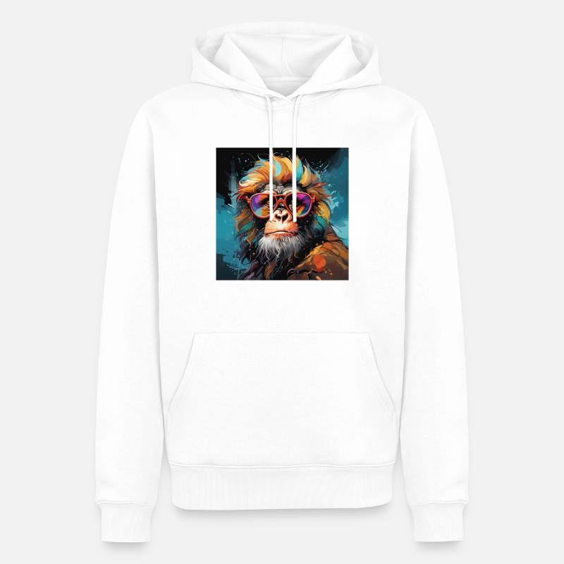 Affe voller Farben - Männer Premium Bio Hoodie - Weiß