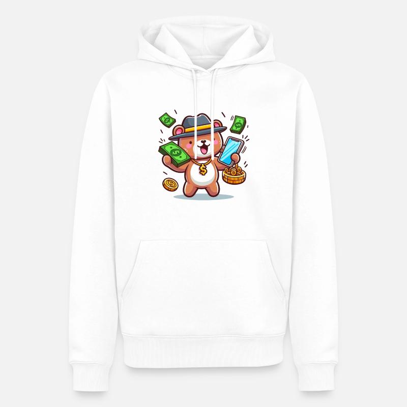 Ours d’argent - Sweat à capuche Premium bio Homme - blanc