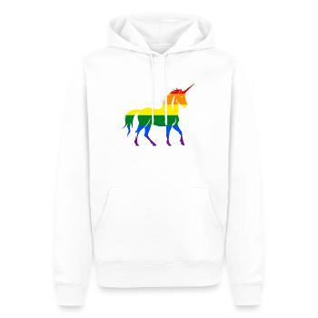 Regenbogen-Einhorn - Männer Premium Bio Hoodie - Weiß - Vorne - Nico (187cm)