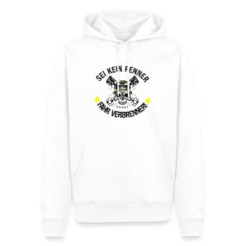 Sei kein Penner, fahr Verbrenner! - Männer Premium Bio Hoodie - Weiß - Vorne - Nico (187cm)