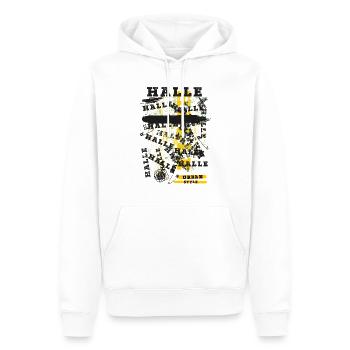 Halle Allemagne Ville Skyline Accueil Amour - Sweat à capuche Premium bio Homme - blanc - Devant - Nico (187cm)