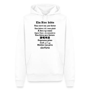 Commander de la bière à l’international - Sweat à capuche Premium bio Homme - blanc - Devant - Nico (187cm)